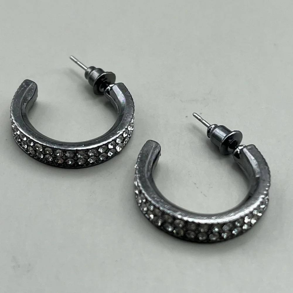 Elegant Silver and Crystal Hoop Earrings